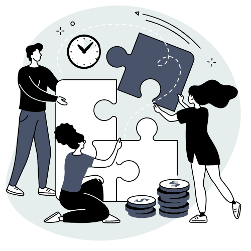 graphic of people putting puzzle pieces together